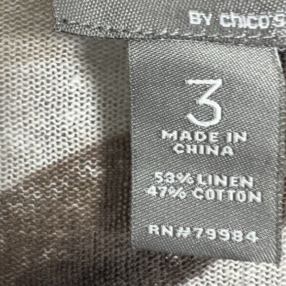 New Chicos Size XL Linen Blend Cardigan Zebra Animal Print Casual Neutral - Picture 5 of 6